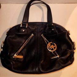 Michael Kors Portland Black Leather  Satchel Handbag 