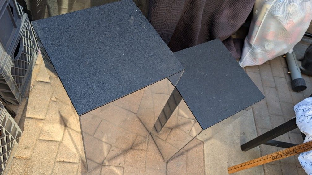 2) Display Stand Columns Duralite End Table Plastic Mirror Cube Column