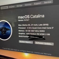 Imac 5k 27inch 1TB HDD 64gb Ram 4 Core i7