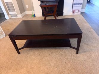 Dark Wood Coffee Table with Lower Shelf