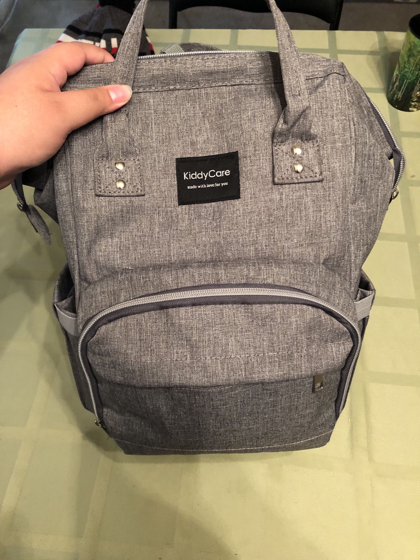 Grey diaper backpack