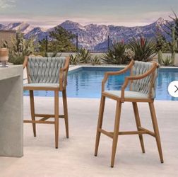 Set of 2 Purple Leaf Patio Bar Chairs