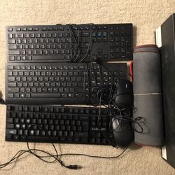 3x Keyboards+ Free Mousepad And 2 Office Mouses Wired 