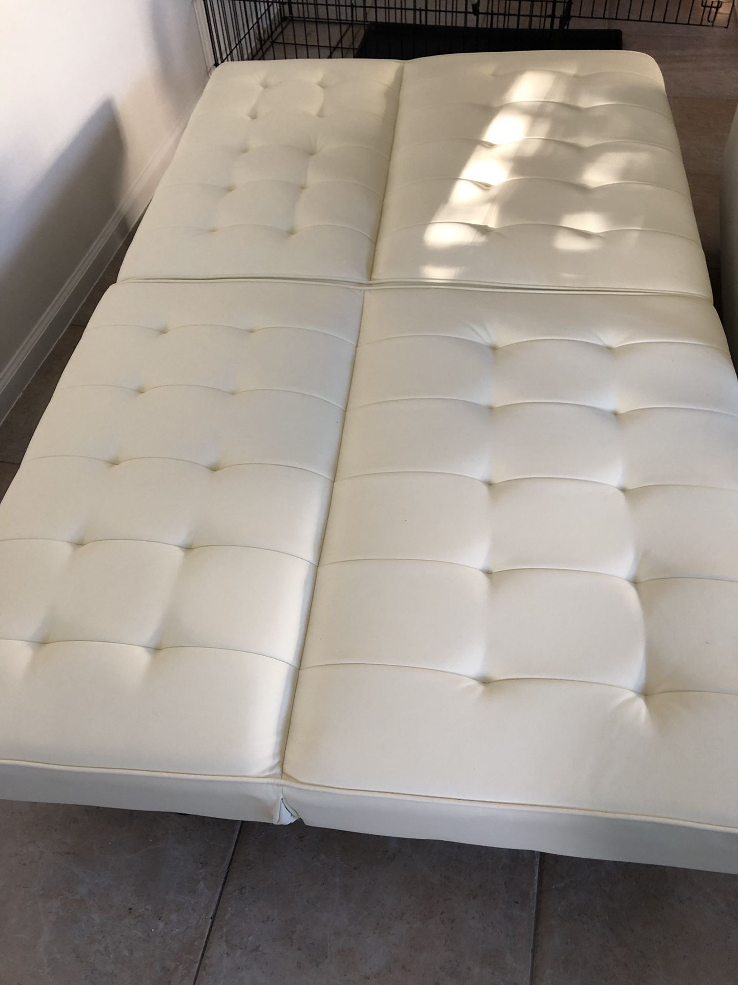 New white futon faux leather