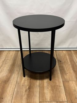 Black Round 2-Tier Side Table