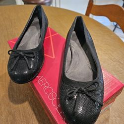 Aerosoles Sequin Ballet Flats Black 7.5m Model "Bec To Differ"