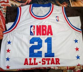 Mitchell & Ness Dominique Wilkins White, Blue & Red NBA All-Star #21 Jersey