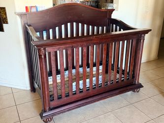 Baby Cache Heritage 3500 Cherry Red Wood Adjustable 4-in-1 Crib (LxWxH: 35” x 61” x 52”)