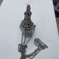 Antique Hanging Bronze Incense Burner / Censer w Chains – Asian