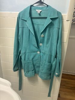 White tag Lilly Pulitzer Blue Suede Jacket and Skirt