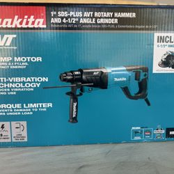 MAKITA 1" SDS-PLUS AVT ROTARY HAMMER AND 4-1/2 ANGLE GRINDER 