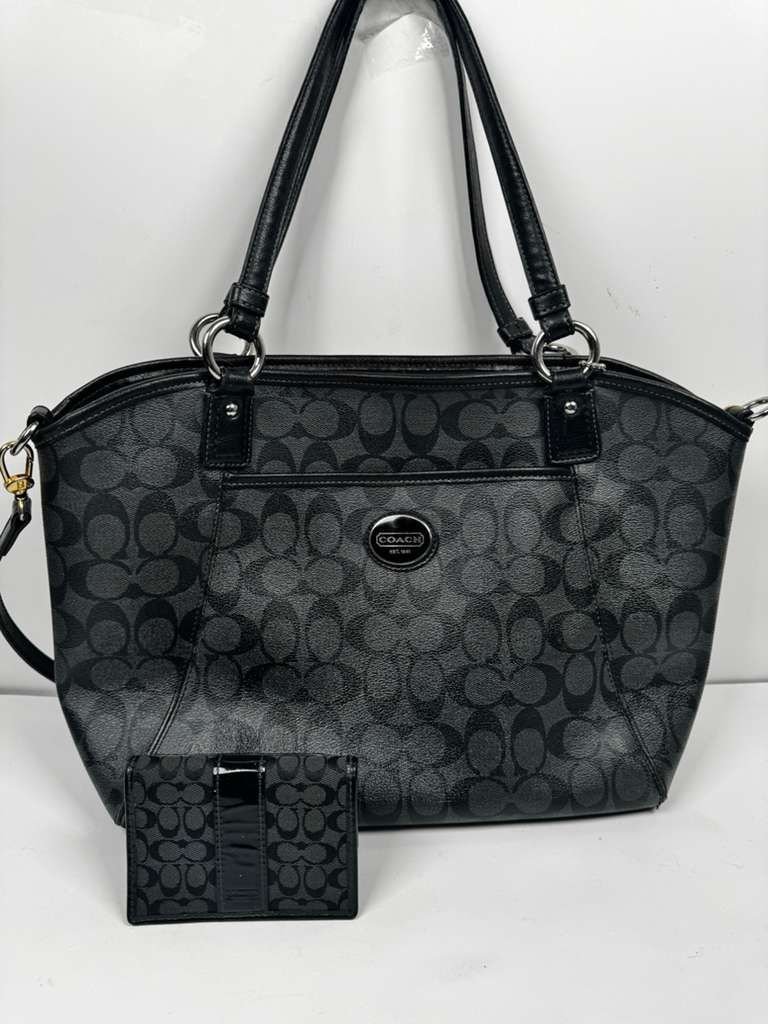 Coach Peyton Signature Black/Gray Tote Shoulder Bag