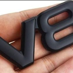 New silver chrome V8 emblem badge adhesive back Black Or Silver SHIPPING AVAILABLE