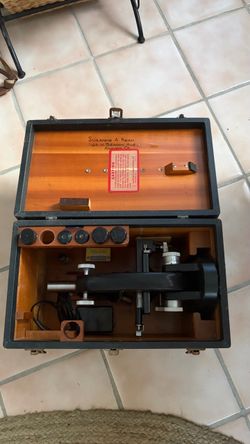 Vintage Bausch & Lomb Laboratory Microscope in Original Wood Case