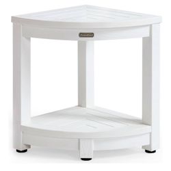 KaimuBench white wooden shower stool