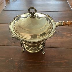 Antique Unbranded Floral Silver Plated Chafing Dish