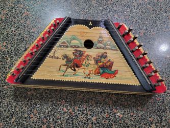 🎵 Vintage Handcrafted Wooden Zither / Lap Harp – Folk Art Wall Décor 🎵