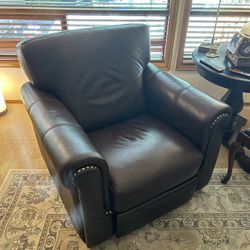Macy’s All Leather Side Chair, Reclining Chair Brown