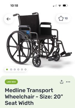 Medline Transport Wheelshair - 20” width seat