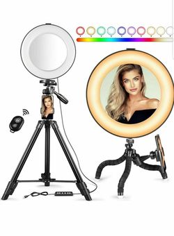 Mactrem 8" LED RGB Ring Light Kit for Live Stream/Holder Compatible with iPhone