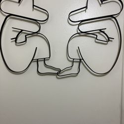 Wrought Iron Sitting Sleeping Man Sombrero Hat Art Indoor Outdoor Yard Balcony Patio Porch 