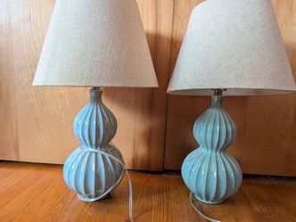 Matching Set of Ceramic Lamps Blue