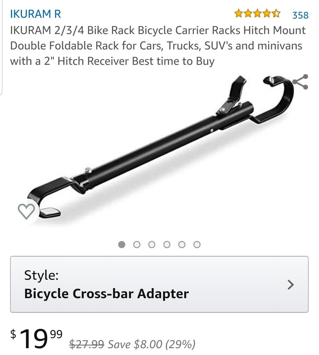 Bicycle Cross Bar Adapter