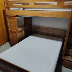 Twin Over Full Wooden Bunk Bed With Storage
