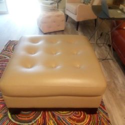 Taupe Faux Leather Ottoman/Coffee Table