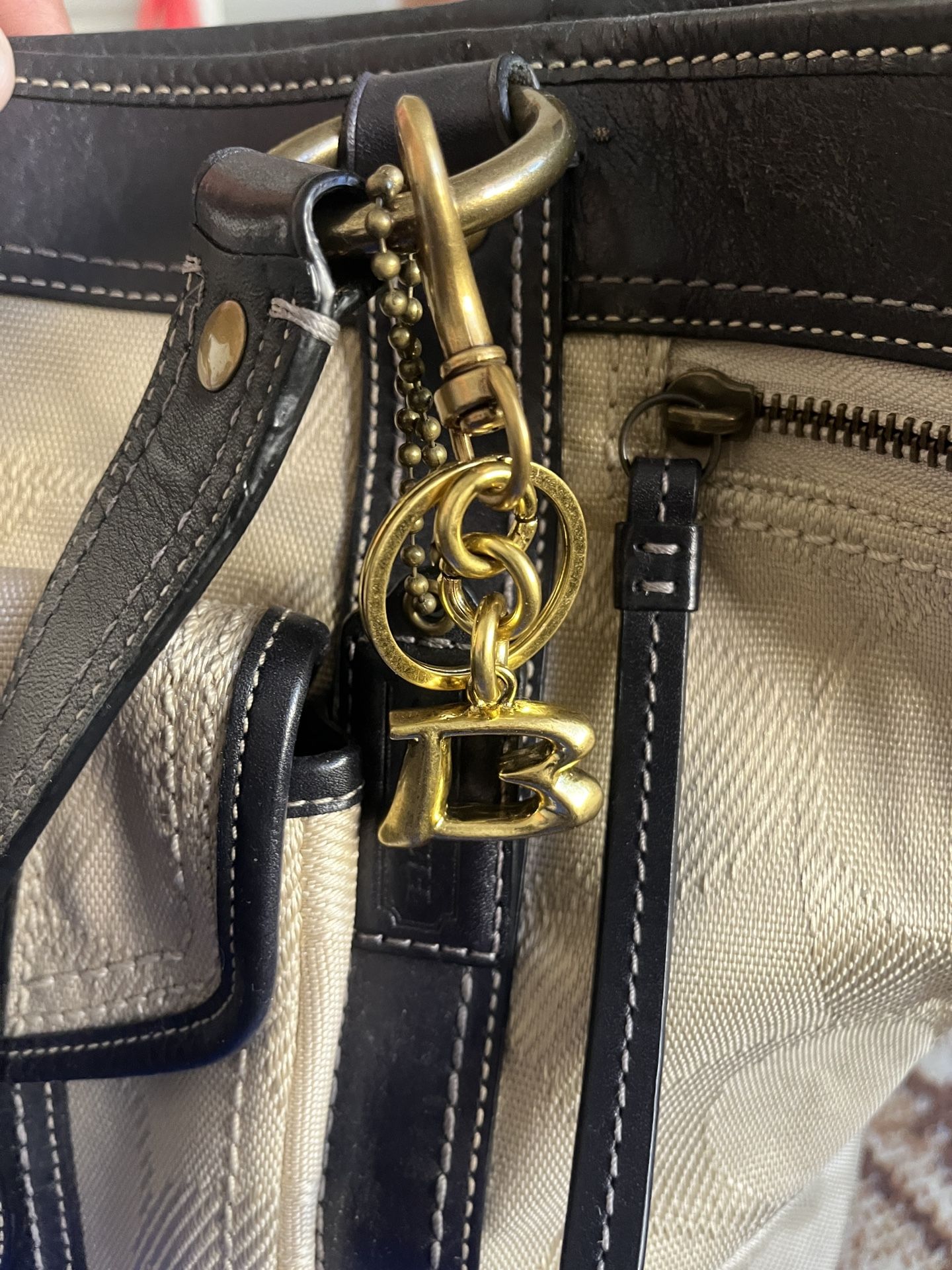 Gold Tone Signature Letter B Keychain Bag Charm
