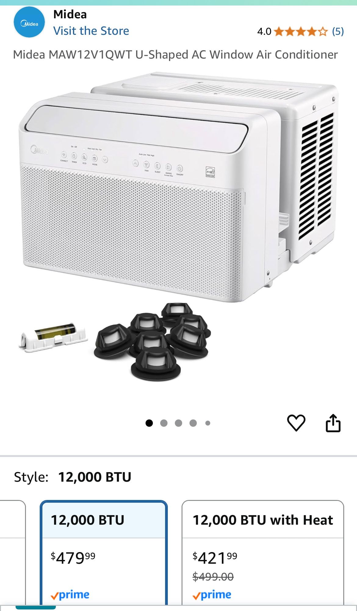 Window Air Conditioner Midea AC U-Shaped MAW12V1QWT Bluetooth, Remote Strong
