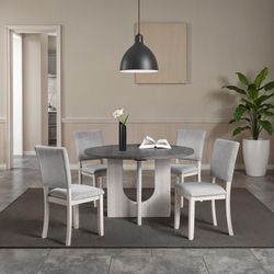 Brand New Gray Mid-century 5pc Dining Table Set