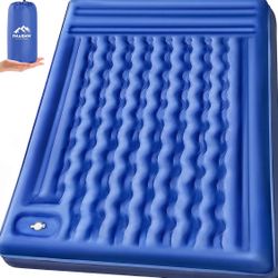 Double Sleeping Pad Camping, Self-Inflating 6-Inch Double Pillow (Navy Gray)