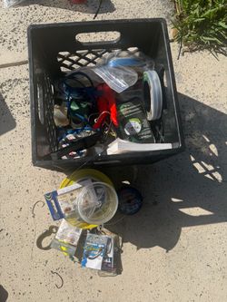 Crate of fishing stuff