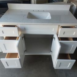 ♥️ 48" ALL WOOD VANITY AND  QUARTZ TOP