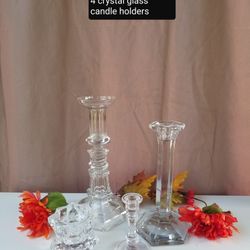 4 Crystal glass candle holders 