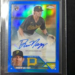 2023 Topps Chrome Drew Maggi Blue Refractor Auto Rookie 77/150