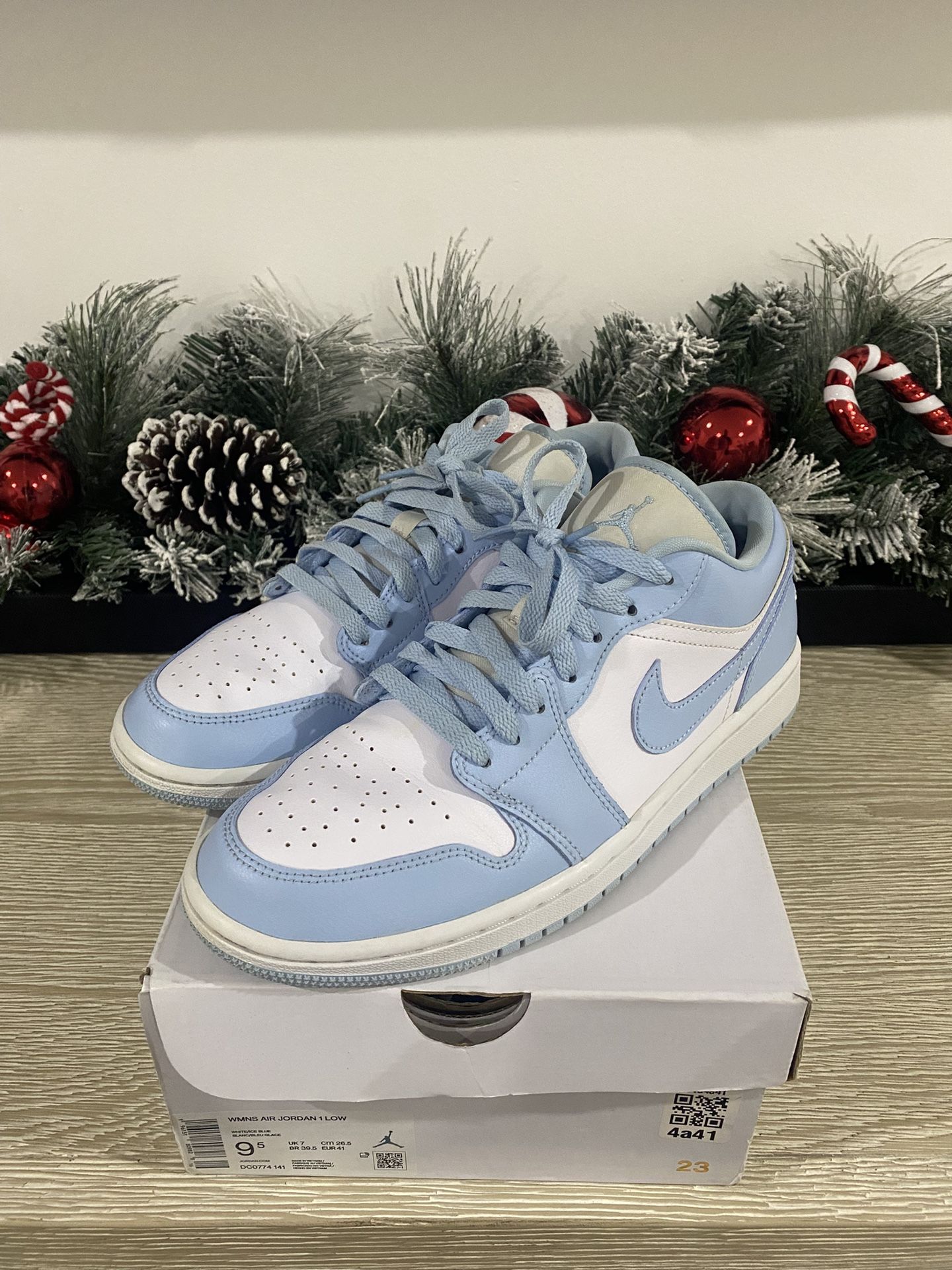 Nike WMNS Air Jordan 1 Low – White/Ice Blue Size 9.5 (Women) / 8 (Men)