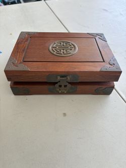 Vintage rosewood and brass jewelry or keepsake chest