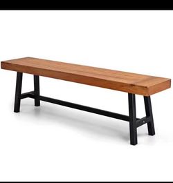 New in its box Outdoor Acacia Wood Bench with Metal Accents, Teak Finish / Rustic Metal 14. 50 x 63 x 17. 75