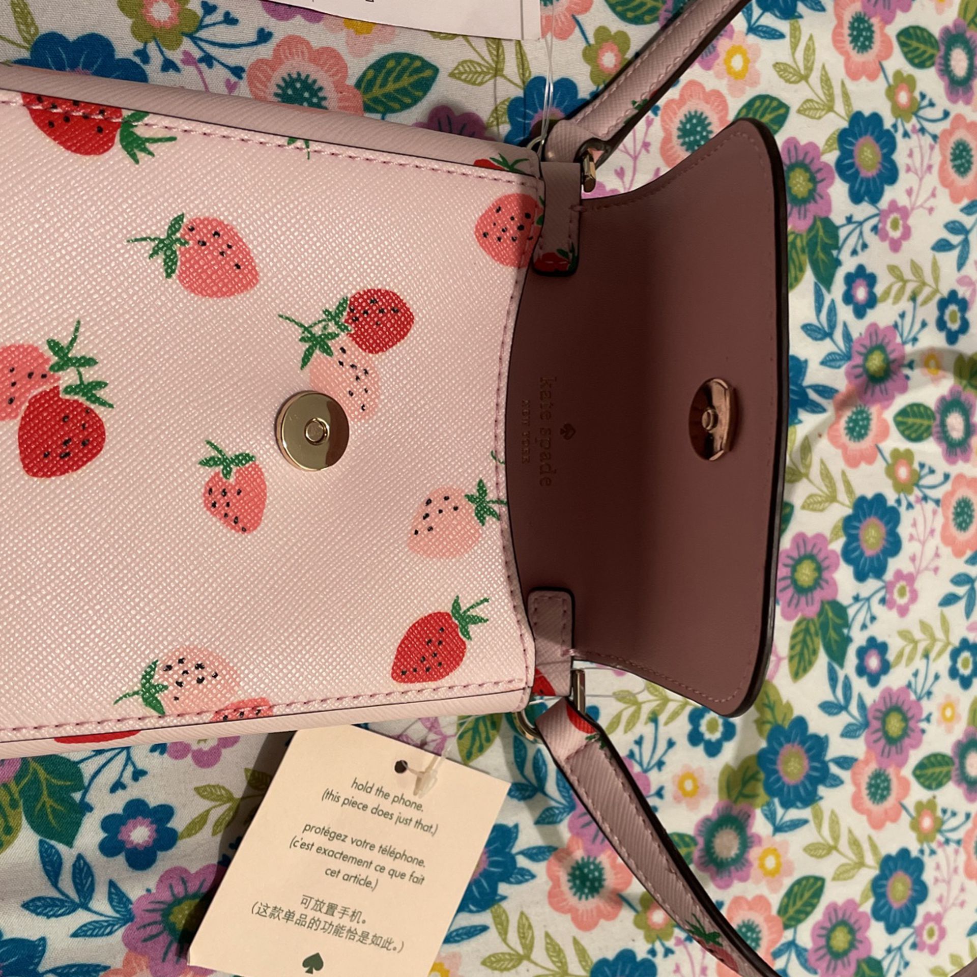 kate spade, Bags, Kate Spade Strawberries Phone Crossbody Bag Pink