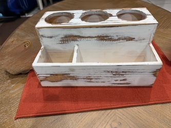 Rustic White Distressed Wood Organizer Box