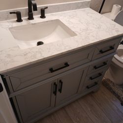42 Inch Bathroom Vanity With Granite Sink Top and Faucet 