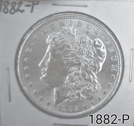 1882-P Morgan Silver Dollar; Cameo, Clean Fields, Luster, Cartwheel, Choice MS,  Semi Key Date, Full Feathering .