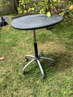 Oval Heavy Adjustable Stable Bedside Table On Rollers
