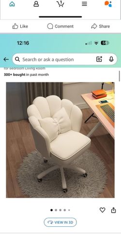 NEW Flower Shell Vanity Office Chair Pink White Swivel Rolling Adjustable