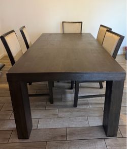 Dark Wood Dining Table with 5 Chairs