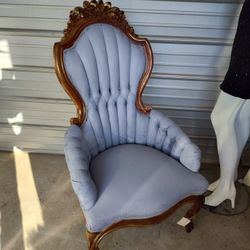 ANTIQUE/VINTAGE VICTORIAN LADIES CHAIR ROSE PAINTED LIGHT BLUE 