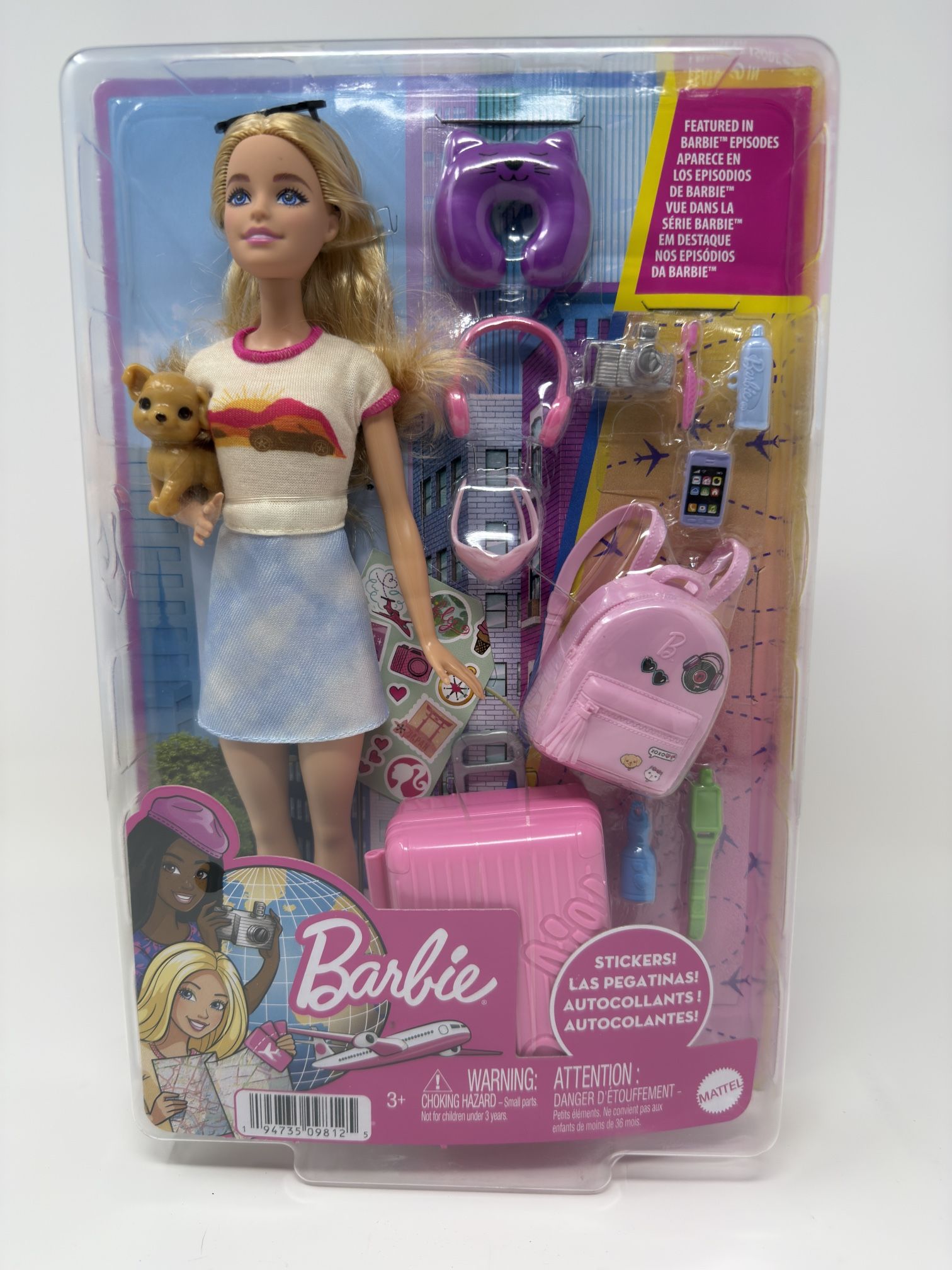 Barbie Doll & Travel Set With Puppy