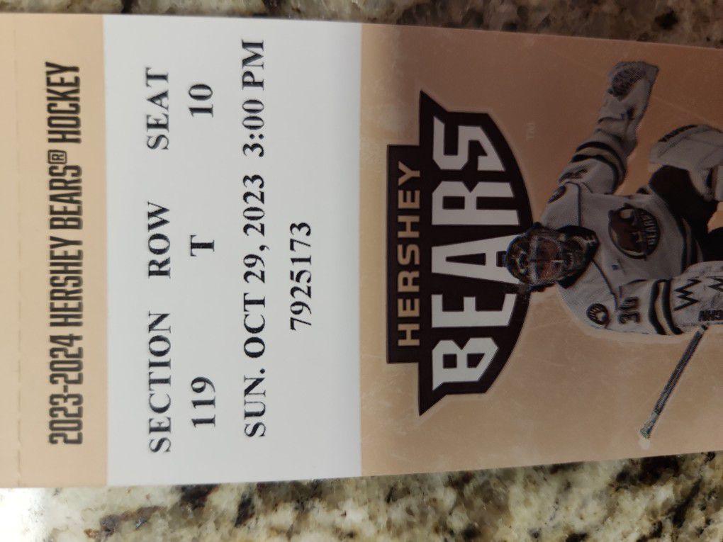 Hershey Bears Tickets (2) 10/29 v. Wilkes Barre Scranton Penguins